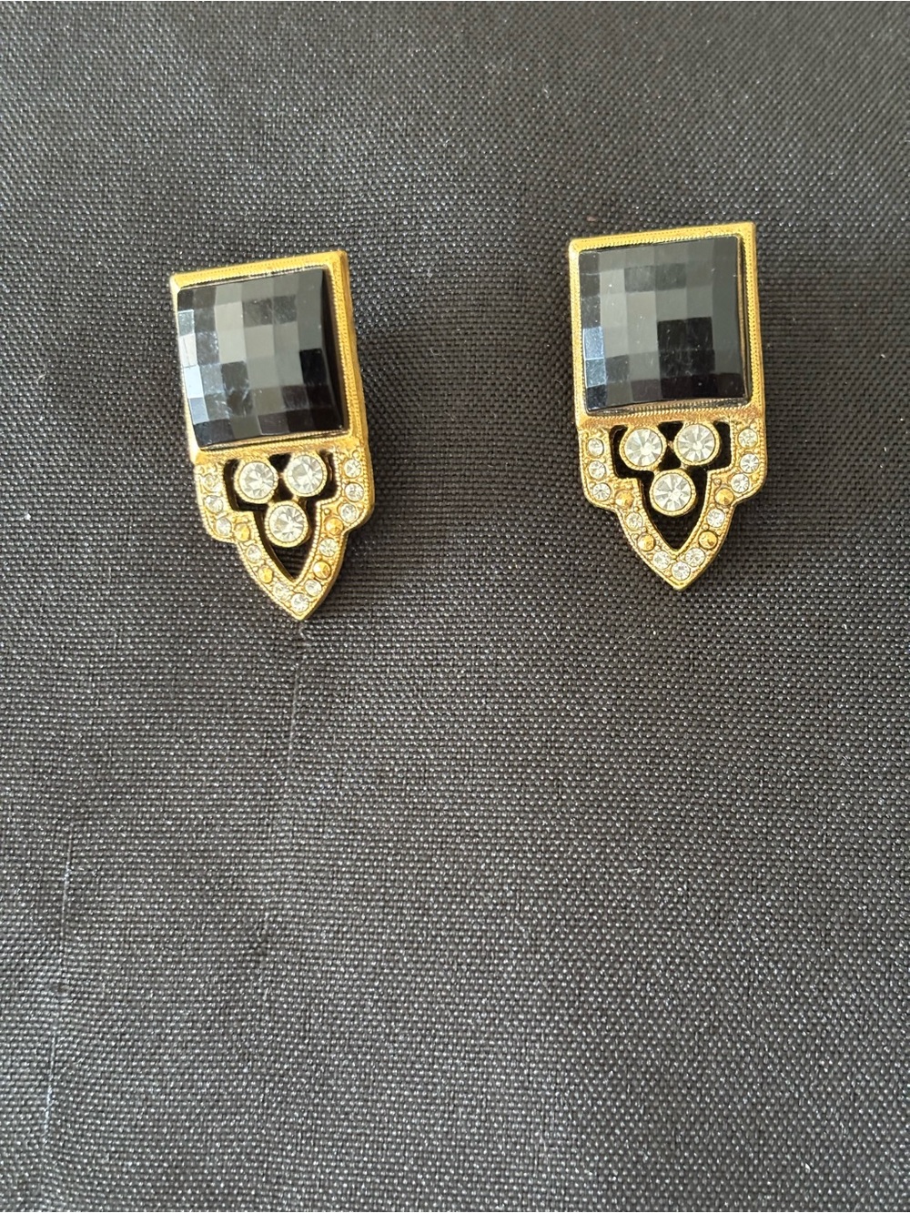 Monet Gold-Tone Earrings with Black and Clear Crystals